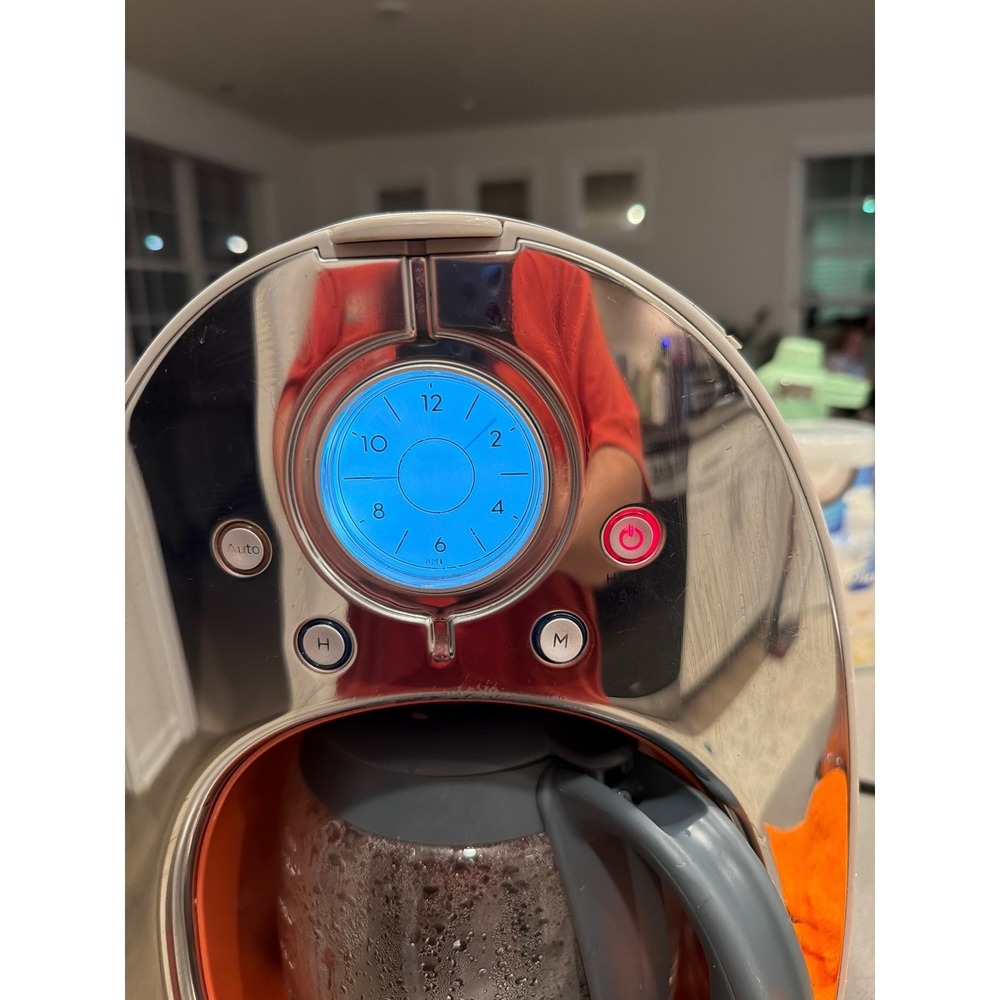 Retro Chrome Michael Graves 12 Cup Coffee Maker Orange Interior anDigital Clock - Picture 2 of 7